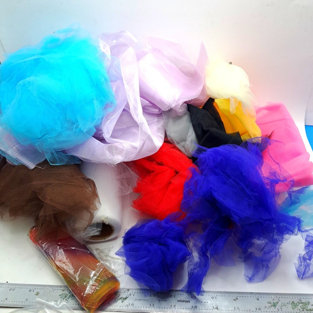 Tulle Fabric Lot Multicolor Large‎ Pieces 2 Rolls Craft Supply DIY Tutu Bulk